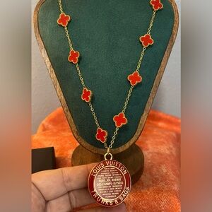 Louis Vuitton Red Clover Gold Necklace